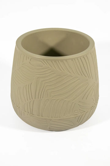 Embossed Leaf Planter – Taupe (30 x 37 x 31 cm) - image 01