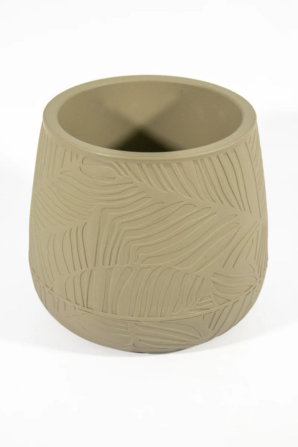 Embossed Leaf Planter – Taupe (30 x 37 x 31 cm) - image 01