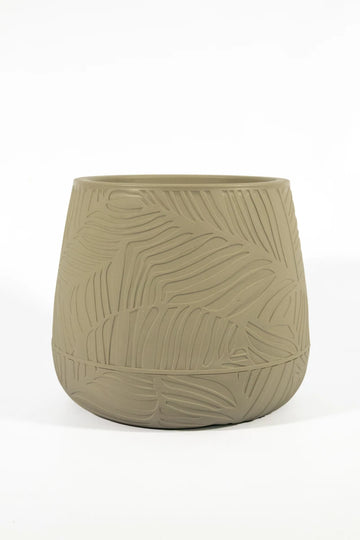 Embossed Leaf Planter – Taupe (30 x 37 x 31 cm) - image 02