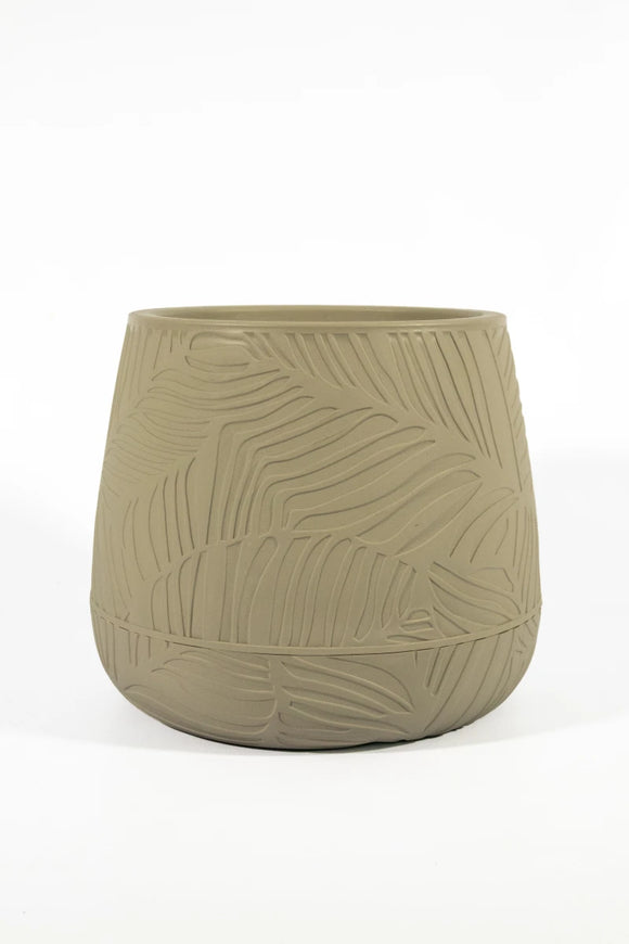 Embossed Leaf Planter – Taupe (30 x 37 x 31 cm) - image 02