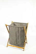 Bamboo Frame Laundry Basket – Grey Fabric (42 x 34 x 60 cm) - image 01
