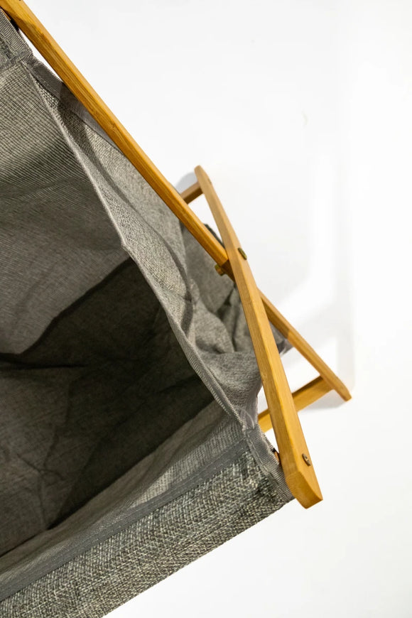 Bamboo Frame Laundry Basket – Grey Fabric (42 x 34 x 60 cm) - image 03