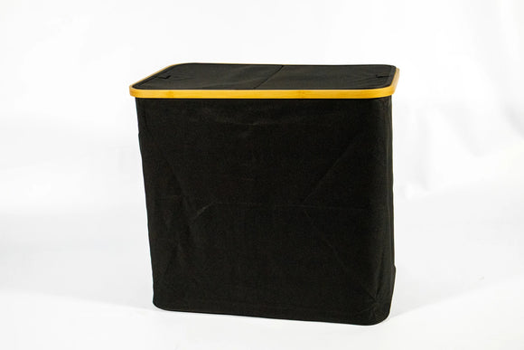 2-Compartment Storage Basket with Lid – Black (54 x 30 x 50 cm) - image 02