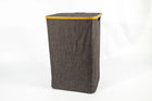 Bamboo Frame Laundry Basket with Lid – Grey Fabric (40 x 30 x 60 cm) - image 02