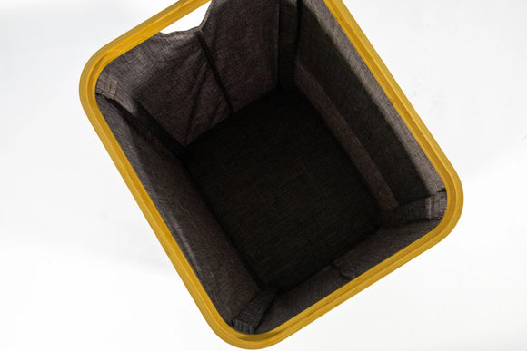 Bamboo Frame Laundry Basket with Lid – Grey Fabric (40 x 30 x 60 cm) - image 04