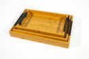 Bamboo Serving Tray Set with Black Handles – 3-Piece - image 03