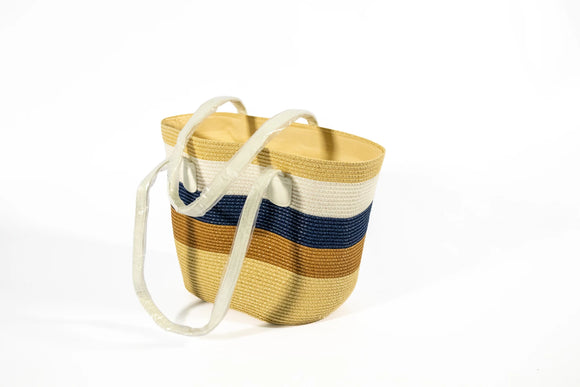 Striped Carry Bag – Navy & Beige - image 02