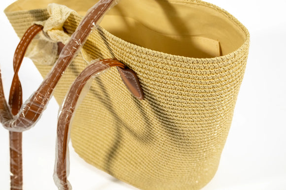 Sisal-Style Bag with Lace – Off White - image 03