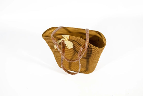 Sisal-Style Bag with Lace – Beige - image 01