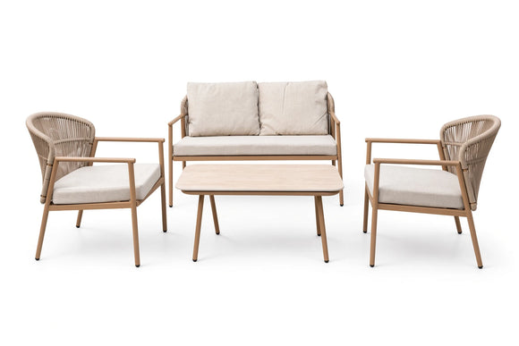 Mauritius Patio Set – 4-Piece, Taupe & Off White - image 01