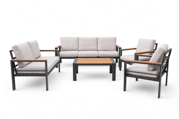 George Patio Set – 5-Piece, Grey & Off White - image 01