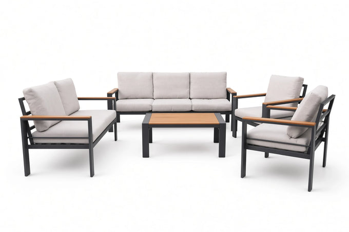 George Patio Set – 5-Piece, Grey & Off White - image 01