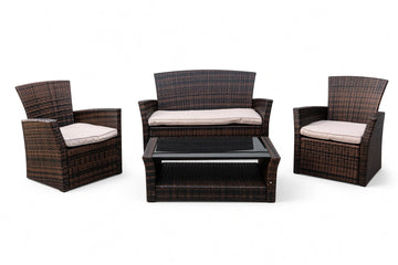 Zanzi Patio Set – 4-Piece, Brown & Off White - image 01