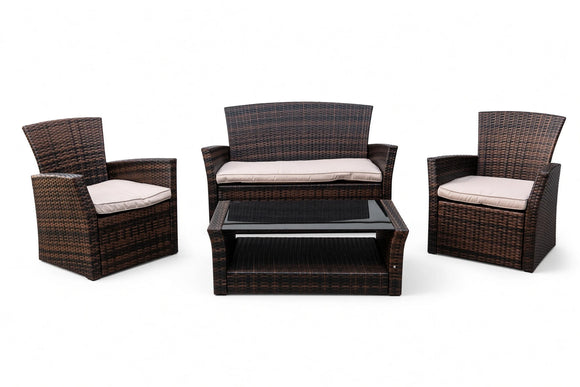 Zanzi Patio Set – 4-Piece, Brown & Off White - image 01