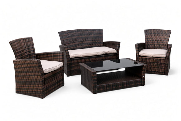 Zanzi Patio Set – 4-Piece, Brown & Off White - image 02
