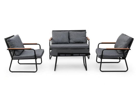 Maldives Patio Set – 4-Piece, Black & Charcoal - image 01