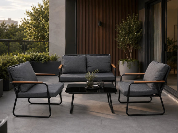 Maldives Patio Set – 4-Piece, Black & Charcoal - image 01