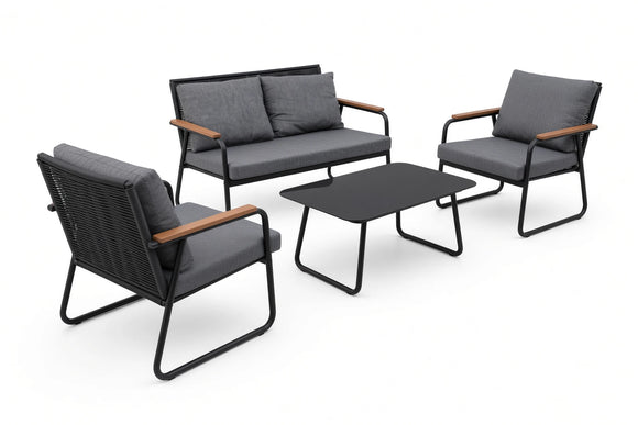 Maldives Patio Set – 4-Piece, Black & Charcoal - image 02