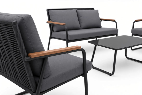 Maldives Patio Set – 4-Piece, Black & Charcoal - image 03