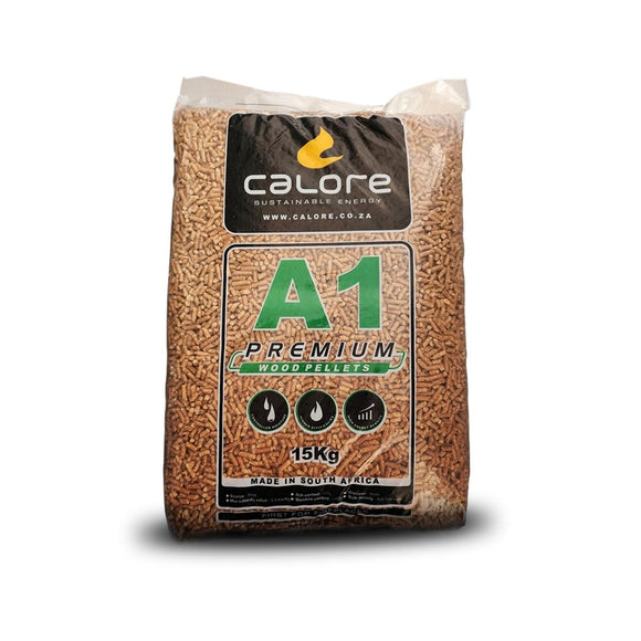 Image of a CALORE A1 Premium Grade Wood Pellets For Pellet Fireplaces 15kg 1