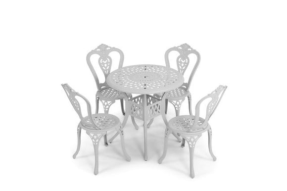 Anray 4 Seater Victoria with 78cm Patio Table Set ROUND - White
