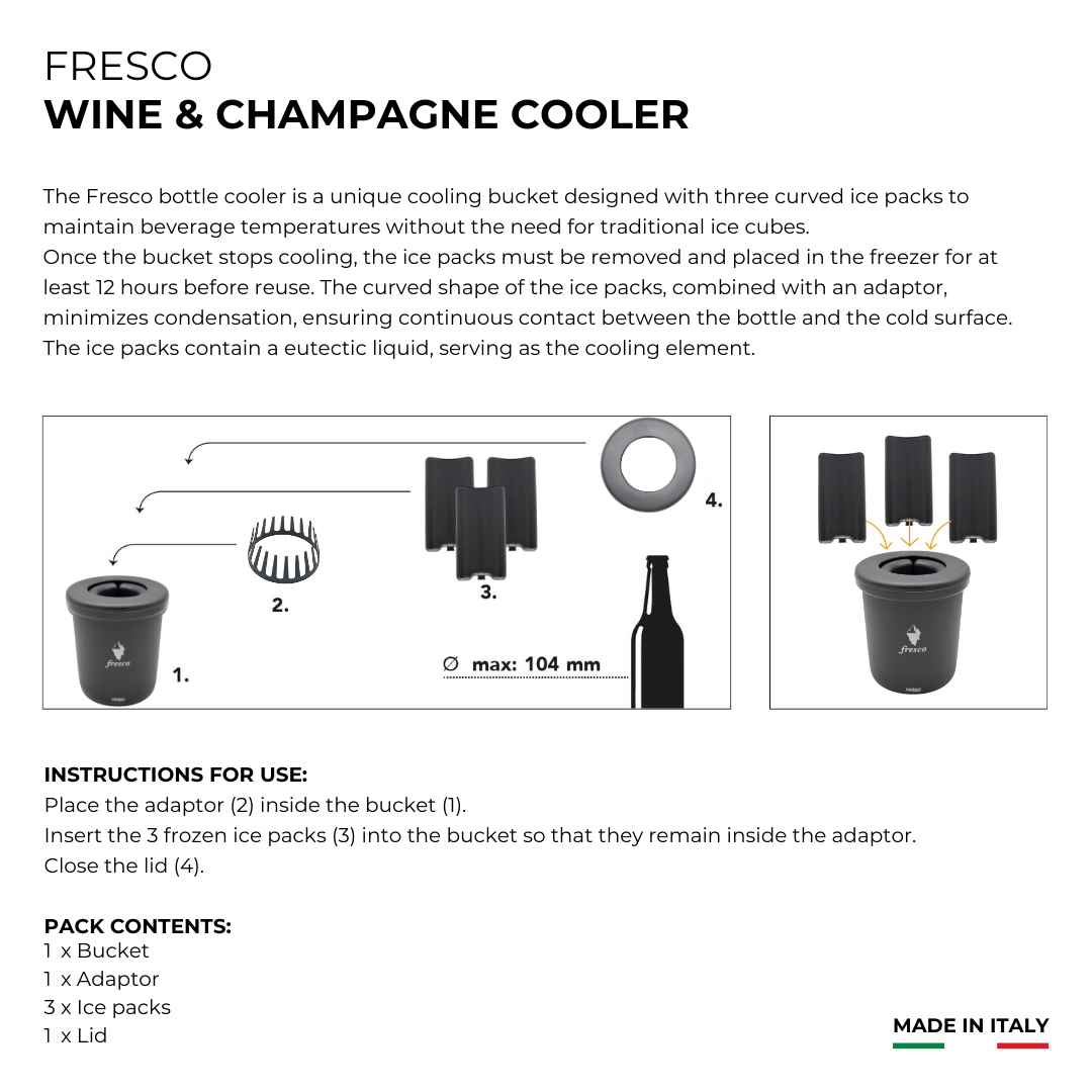 Image of a FRESCO Bottle Cooler / Chiller / Ice Bucket for Wine, Champagne & Beverages 2