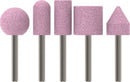 Grinding stone set, 15-25 mm diameters, 60 grit, 5 different shapes-1