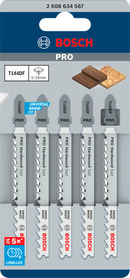 PRO Hardwood fast T144DF Jigsaw Blade, 100 mm, 5 pcs - 0