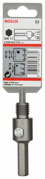 Hex shank for core cutters, M16, 11 mm, 80 mm - 0