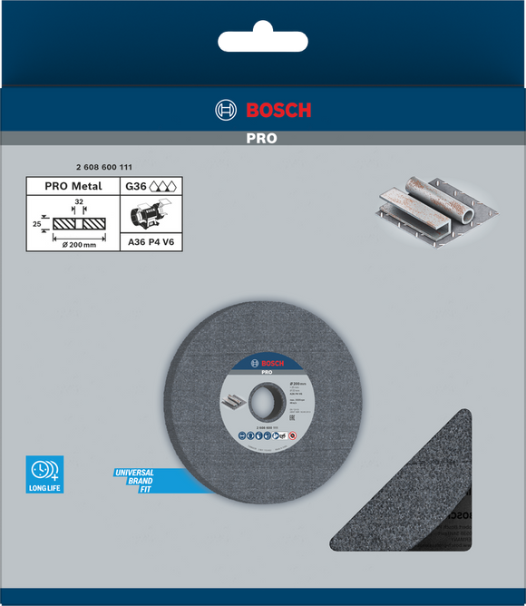 PRO Metal Grinding Wheel, 200 x 25 x 32 mm, G36