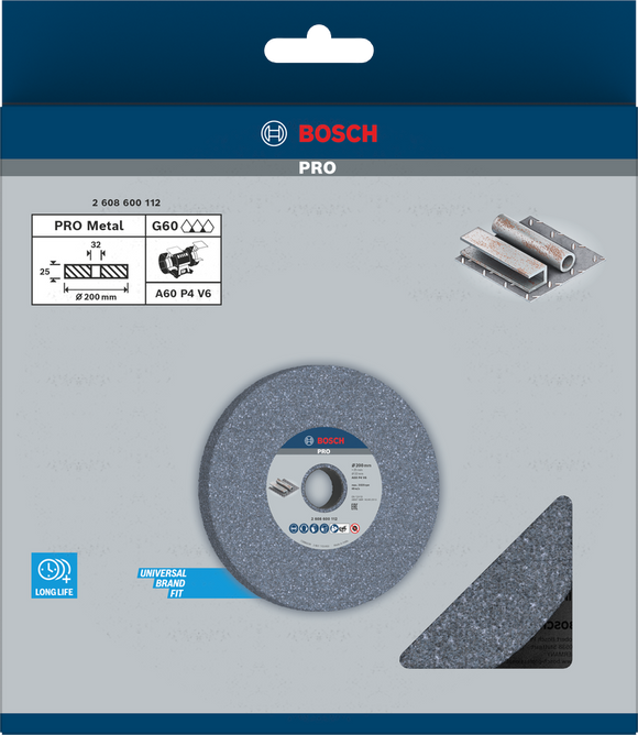 PRO Metal Grinding Wheel, 200 x 25 x 32 mm, G60