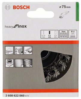 PRO Stainless Steel heavy Cup Brush, 75 x 0.5 mm, Thread - 0