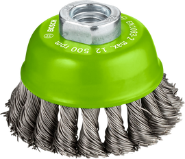PRO Stainless Steel heavy Cup Brush, 75 x 0.5 mm, Thread