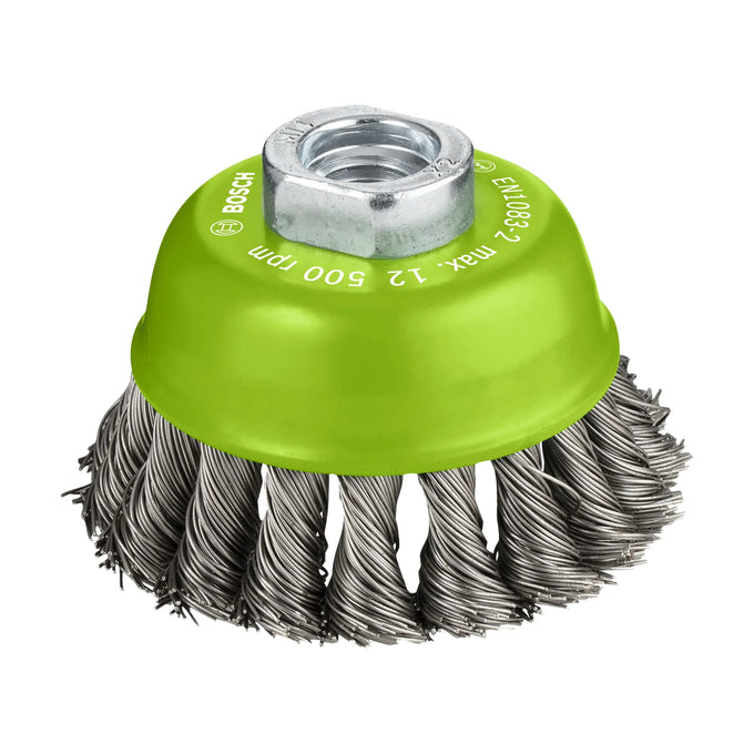 PRO Stainless Steel heavy Cup Brush, 75 x 0.5 mm, Thread - image 01