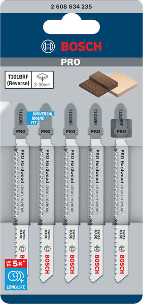 PRO Hardwood clean reverse T101BRF Jigsaw Blade, 100 mm, 5 pcs
