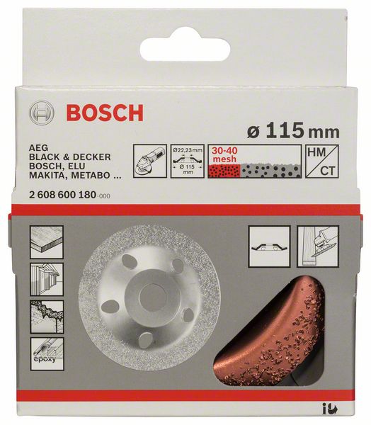 Tungsten carbide grinding head 115 x 22,23 mm, fine angled