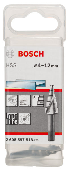 Step drill bits HSS 4 - 12 mm, 6,0 mm, 50 mm - 0