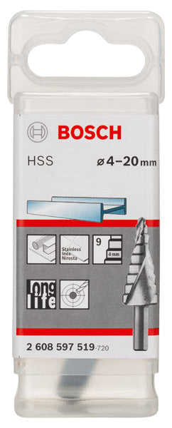Step drill bits HSS 4 - 20 mm, 8,0 mm, 70,5 mm - 0