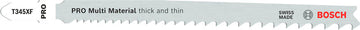 PRO Multi Material thick and thin T345XF Jigsaw Blade, 132 mm, 3 pcs