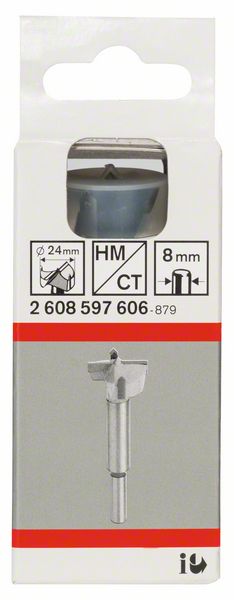 TC tipped hinge cutting bit 24 x 90 x 8mm shaft - 0