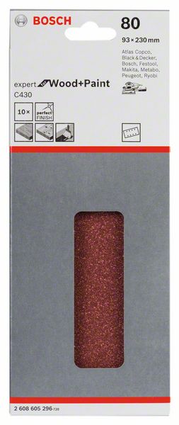 Expert for Wood & Paint, 93 x 230 mm, 80, 8 holes, 10 pc, clip on - 0