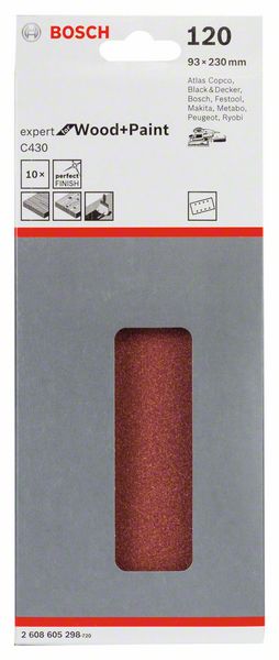 Expert for Wood & Paint, 93 x 230 mm, 120, 8 holes, 10 pc, clip on - 0