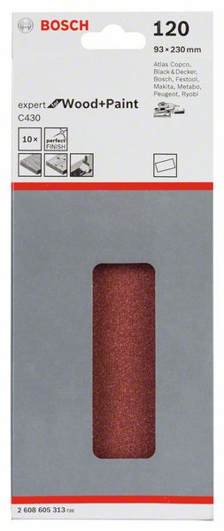 Expert for Wood & Paint, 93 x 230 mm, 120, no holes, 10 pc, clip on - 0