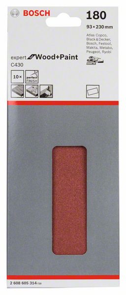 Expert for Wood & Paint, 93 x 230 mm, 180, no holes, 10 pc, clip on - 0
