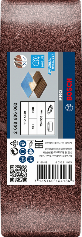Sanding belt Best for Wood 75 x 533 mm, 80 Grit, 10 pc - 0