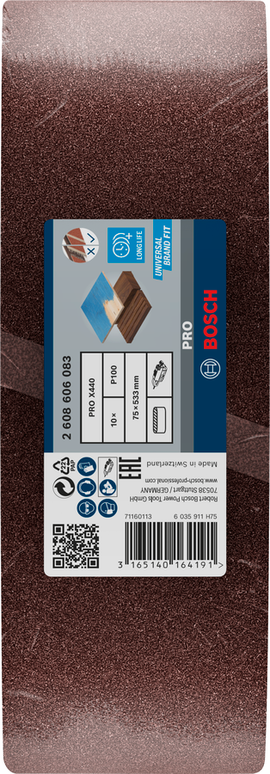 Sanding belt Best for Wood 75 x 533 mm, 100 Grit, 10 pc - 0