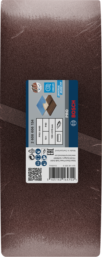 Bosch Sanding belt Best for Wood 100 x 610 mm, 40 Grit, 10 pc