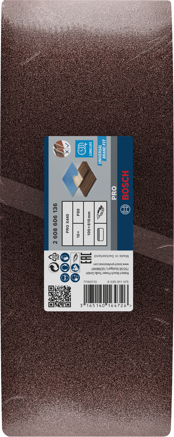 Sanding belt Best for Wood 100 x 610 mm, 80 Grit, 10 pc