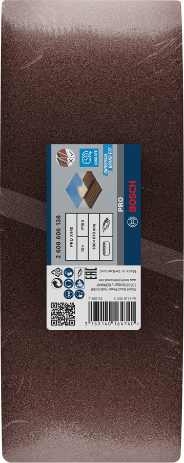 Bosch Sanding belt Best for Wood 100 x 610 mm, 150 Grit, 10 pc