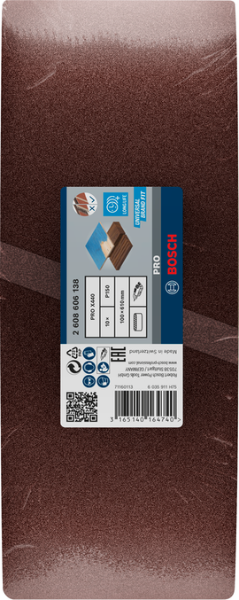 Bosch Sanding belt Best for Wood 100 x 610 mm, 150 Grit, 10 pc - 0